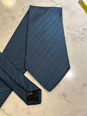 Pavone Italian silk handmade Blue Striped Men's Tie